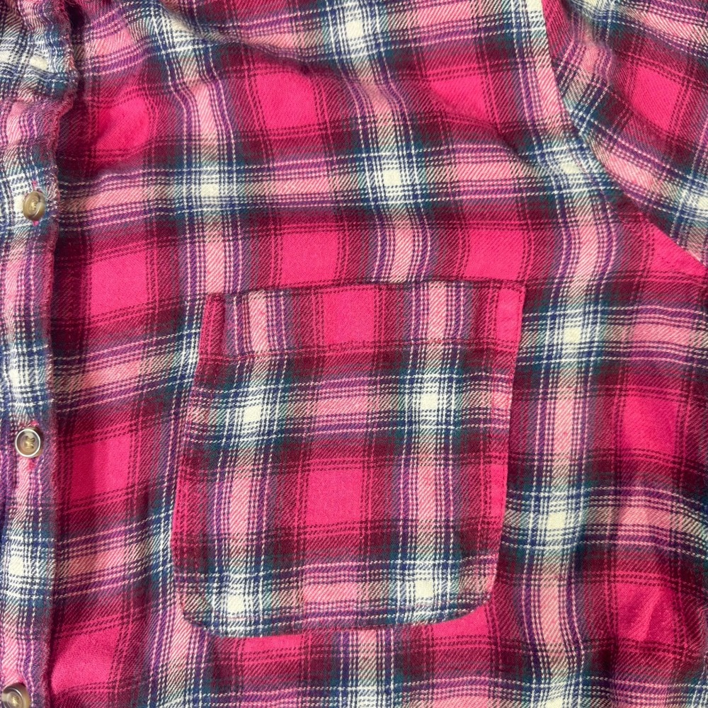 Hollister Womens Pink Plaid Flannel Button Down Shirt Long Sleeve Medium 3W2749 - Picture 3 of 10
